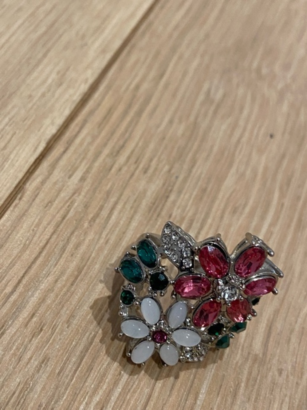 Floral Multi-Color Crystal Statement Ring